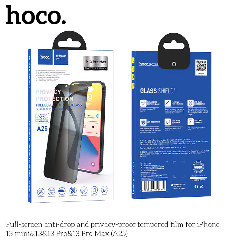 Protection d'Écran Anti Espion HOCO Verre Trempé (A25)