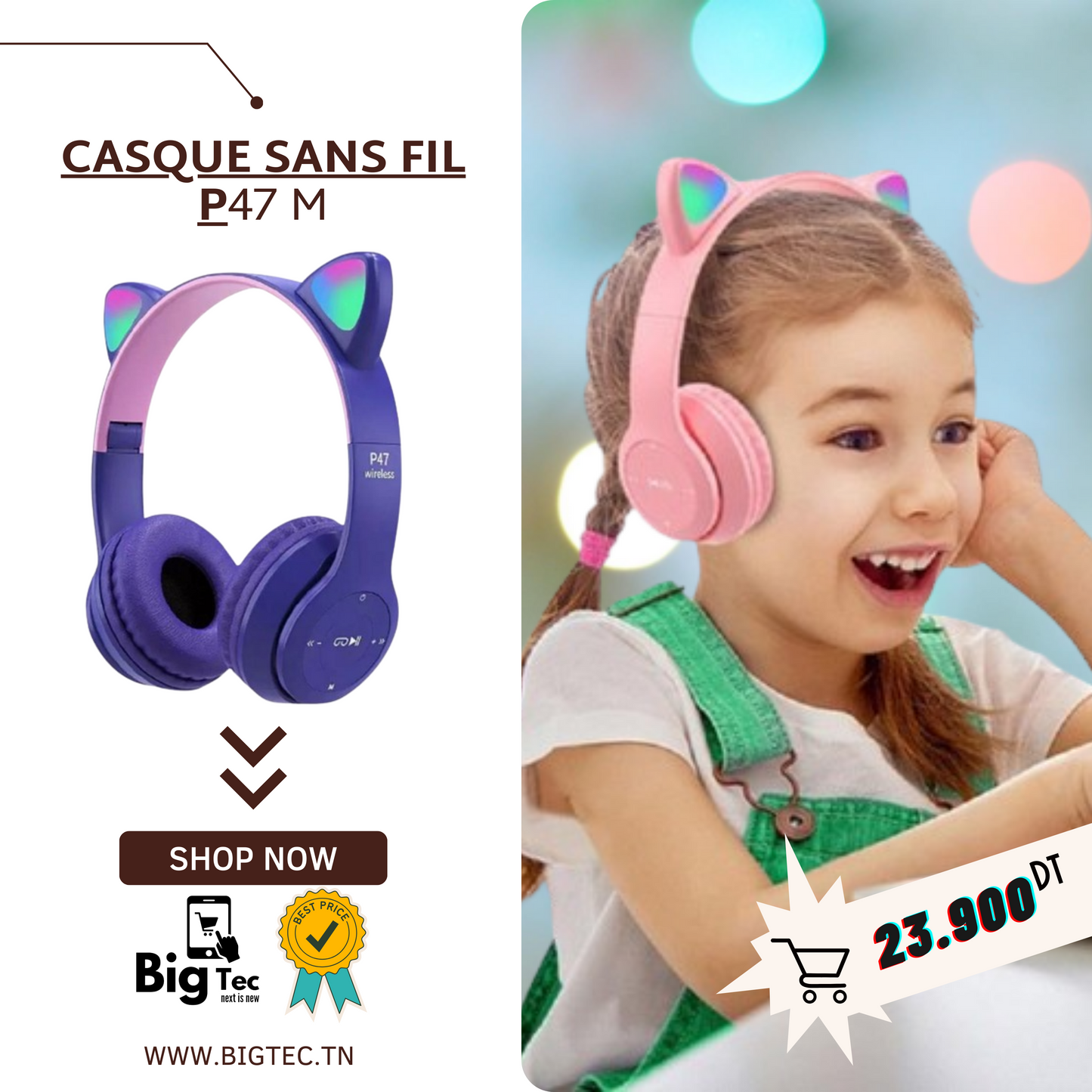 Casque Sans Fil P47M Cat