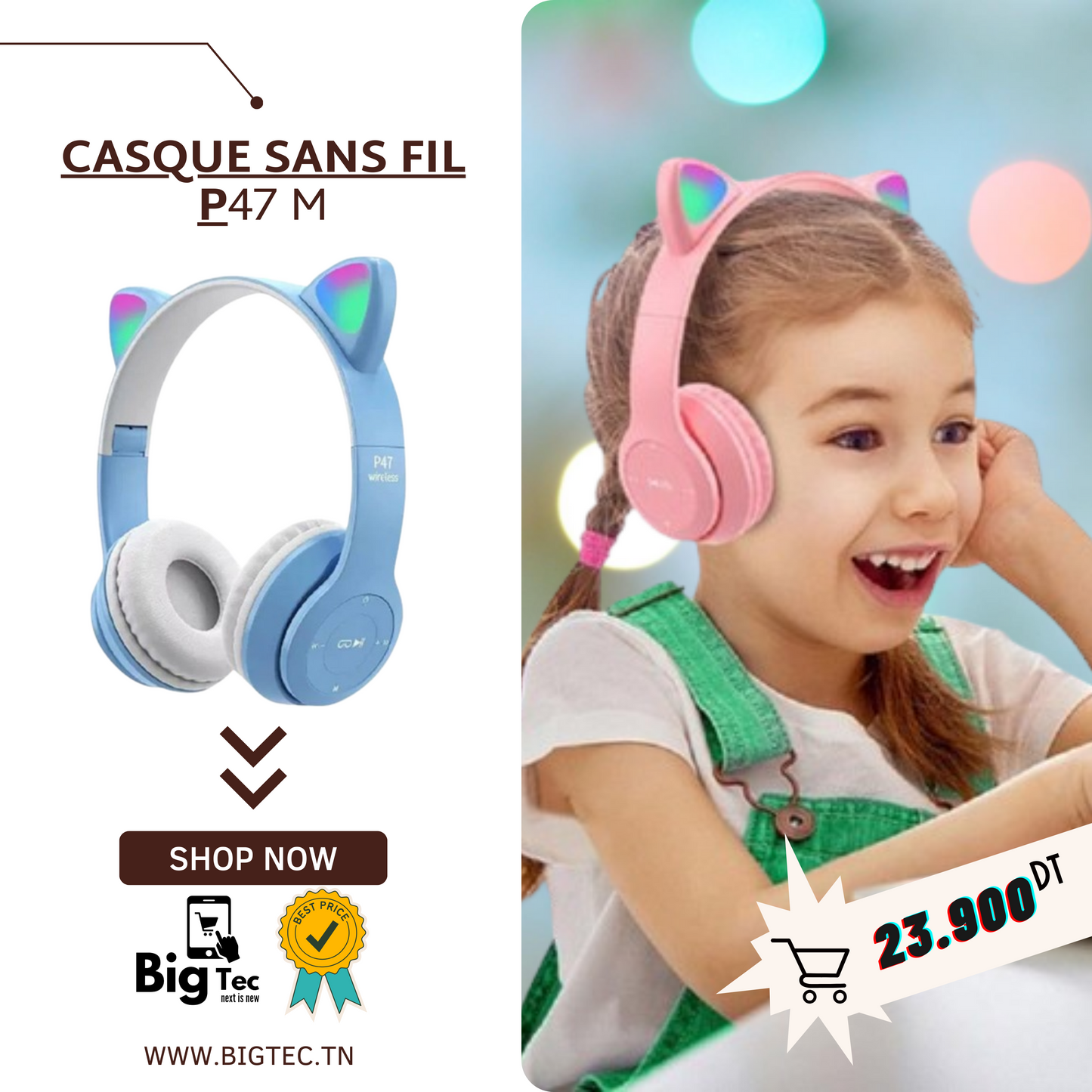 Casque Sans Fil P47M Cat