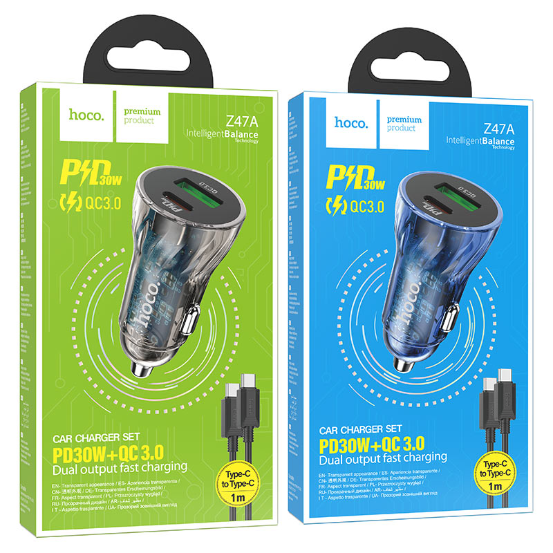 Car charger - Z47A Transparent Discovery Edition - PD30W+QC3.0 set