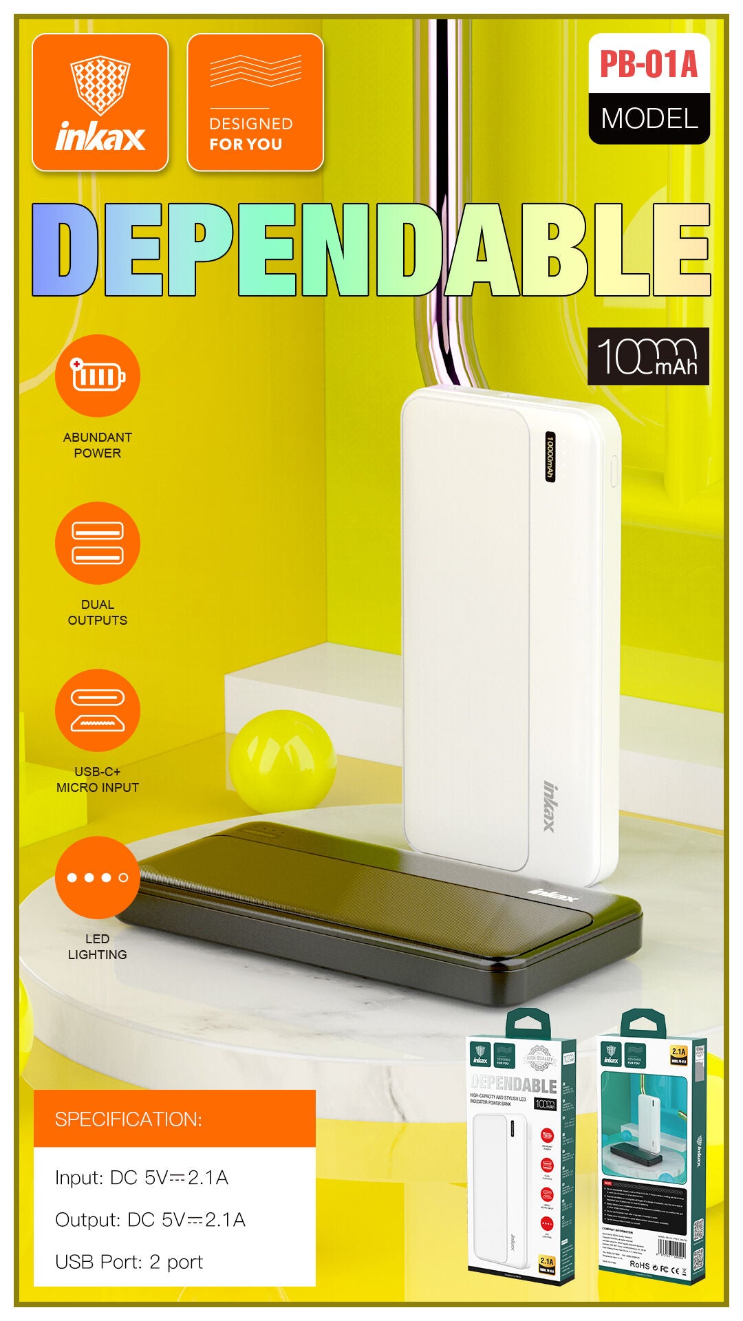 POWER BANK INKAX PB-01A 10000MAH